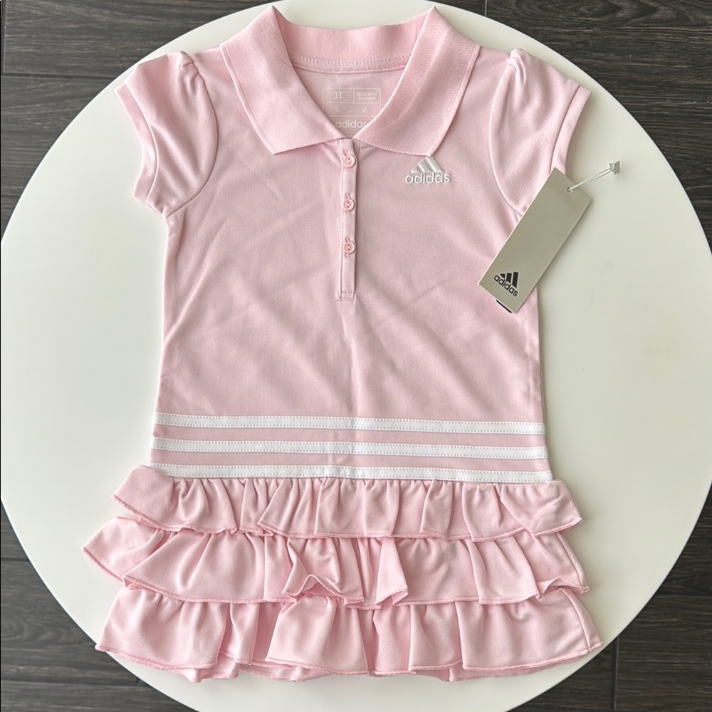 NWT Adidas Pink Polo Ruffle Dress 3T